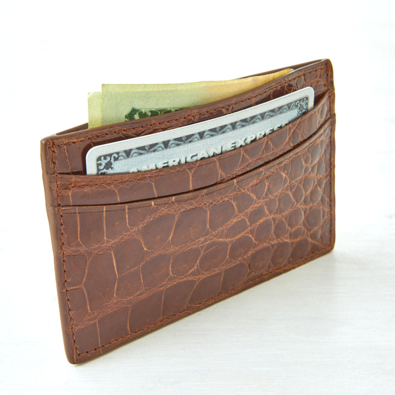 Credit Card Case - Cognac Crocodile