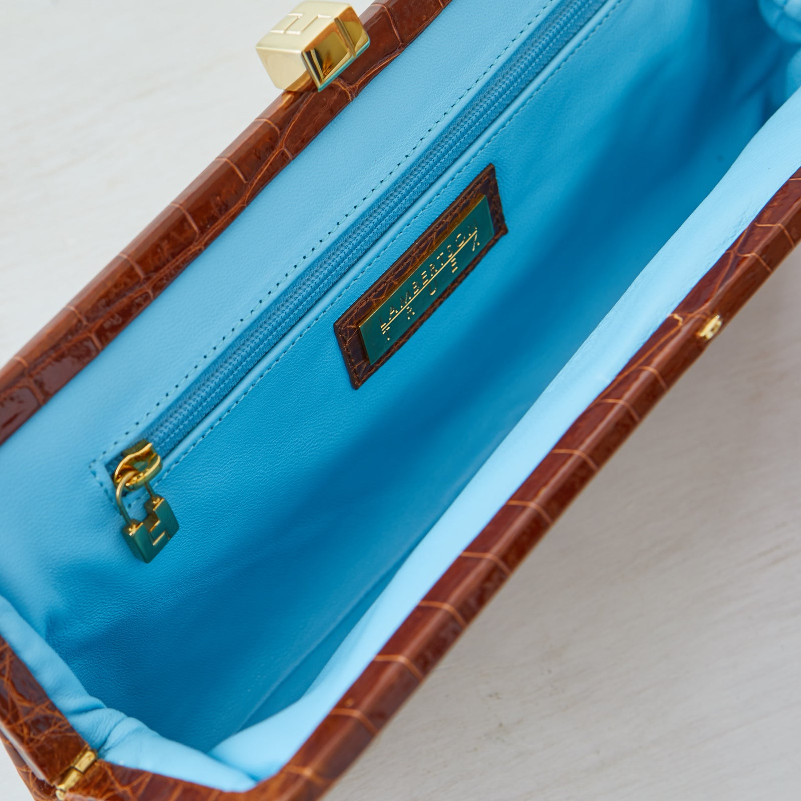 182 Framed Clutch - Cognac Crocodile – Lambertson Truex