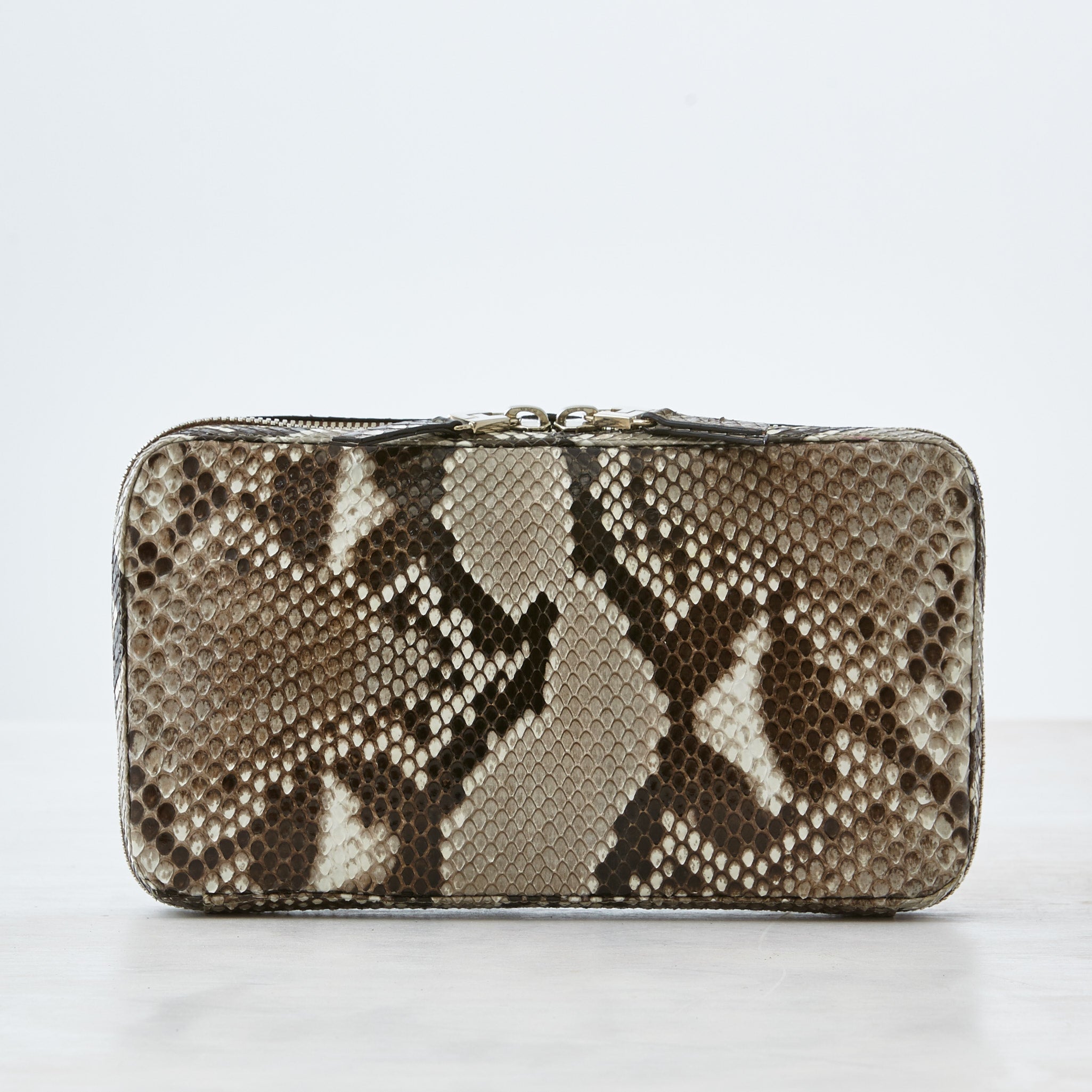 Finley Zip Clutch Natural Python Leather Lambertson Truex